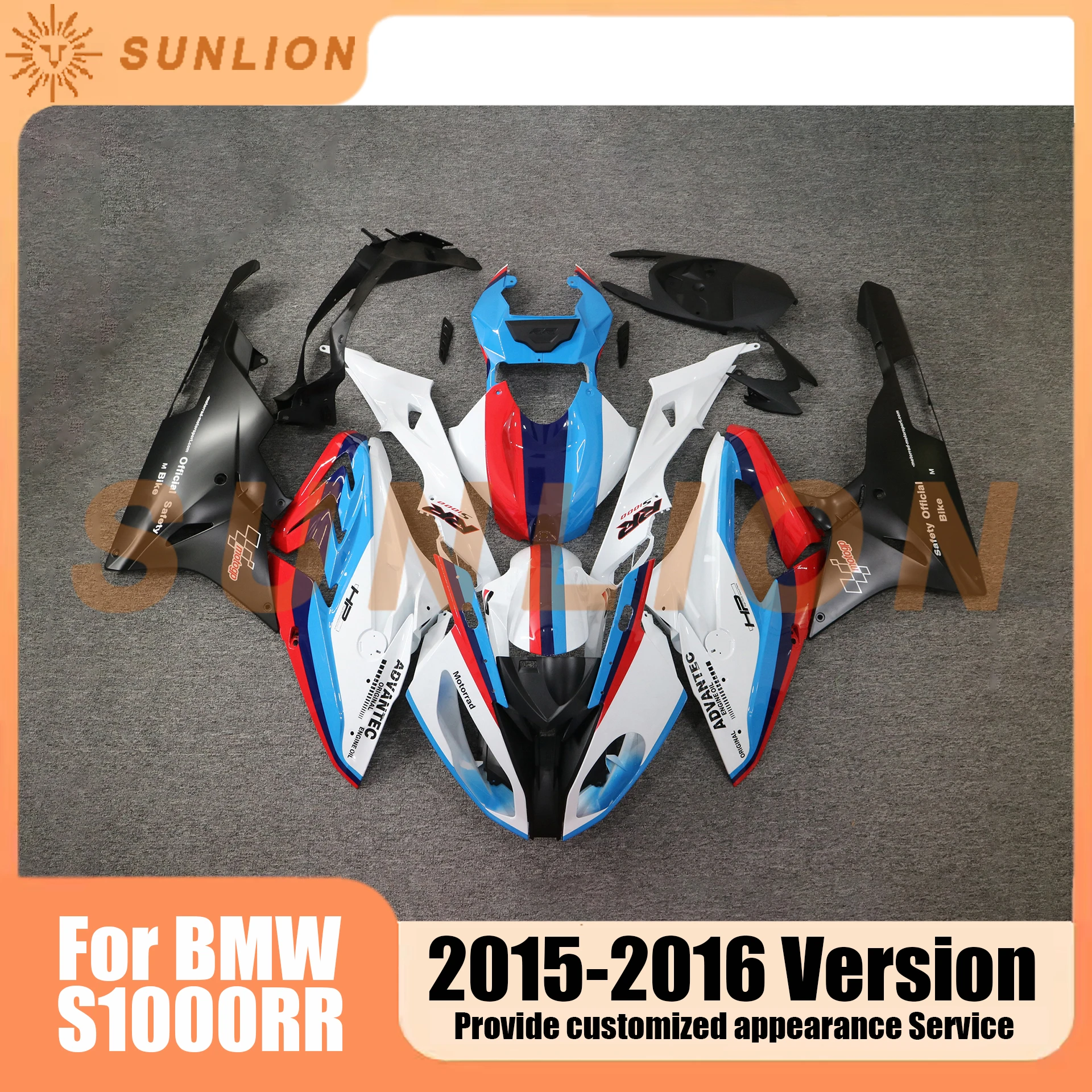 Full Motorcycle Fairing For BMW S1000RR 2015 2016 ABS Injection Support Customization