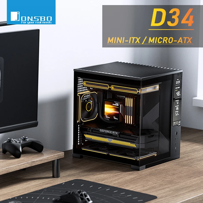 Jonsbo Jonsbo D34 MATX SeaviewRoom Chassis Support 280 Cold Row ATX Power Supply Type-C Digital Monitoring Screen Mini-ITX Desktop Case - Aliexpress Deal