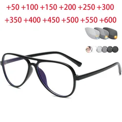 New Pilot Sunglasses Intelligent Photochromic Reading Glasses Magnifier Women Men Presbyopic Hyperopia Glasses +0.5 +2.0 to +4.0