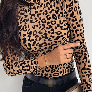 Women's blouse turtle turtle leopard print, long -sleeved shirts, women's blouses, fashion tops-en, autumn clothes Main Main Sales Leopard Blouse - №6