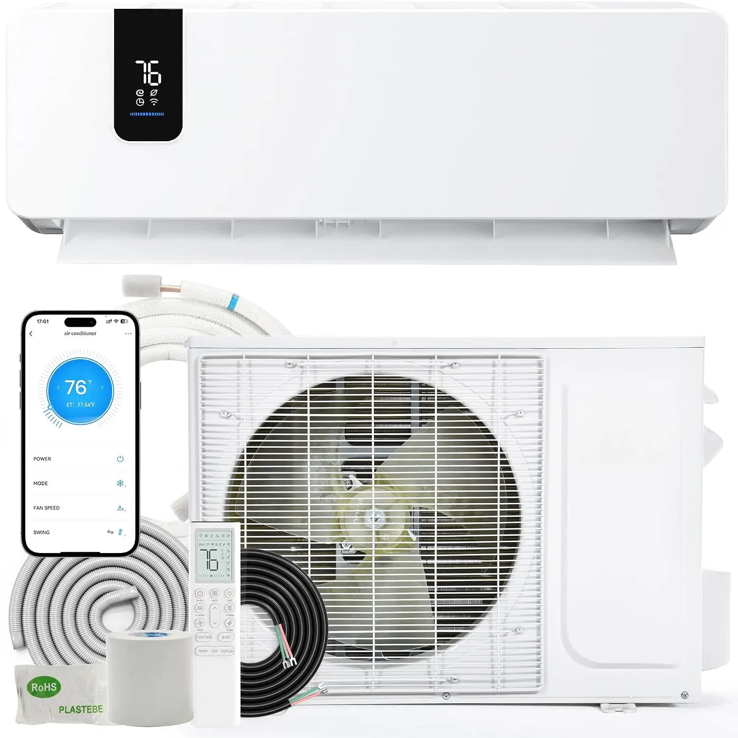 20 SEER2 12000 BTU Mini Split AC/Heating System, 208-230V Pre-charged Air Conditioner Heat Pump, Energy Efficient Inverter Split