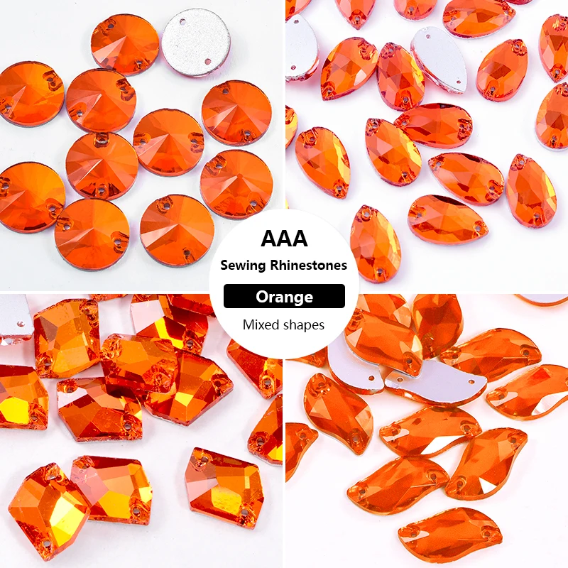 BOBOHOO Orange Rivoli Tropfen Glas Flatback Nähen Steine Kristall Steine Nähen auf Strasssteine Für Handarbeiten Kleidungsstück Strass DIY – Detail 1