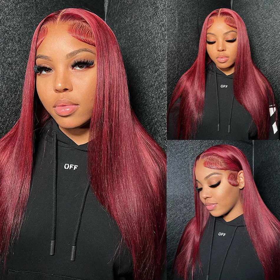 Burgundy Lace Frontal 13x6 Straight Lace Wig HD Transparent 13x4 Colored Front 100% Remy Human Hair Wigs For Women Choice