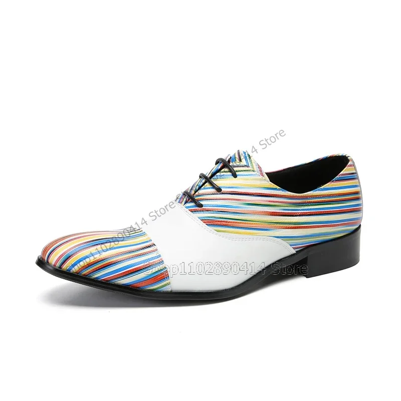 Gemengde kleur gestreepte print strappy herenschoenen mode slip-on heren casual schoenen luxe handgemaakte feestbanket herenkleding schoenen