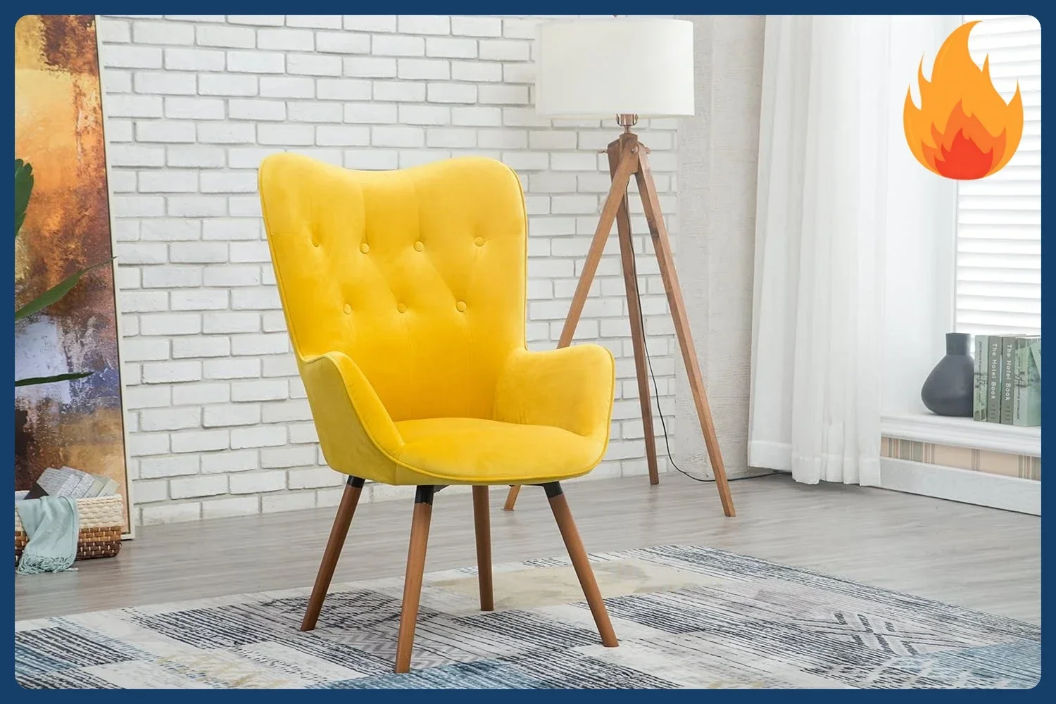 

[Hot Sale!]AC155YL Doarnin Silky Velvet Tufted Button Accent Chair, Yellow 30D x 41.5W x 26.8H in