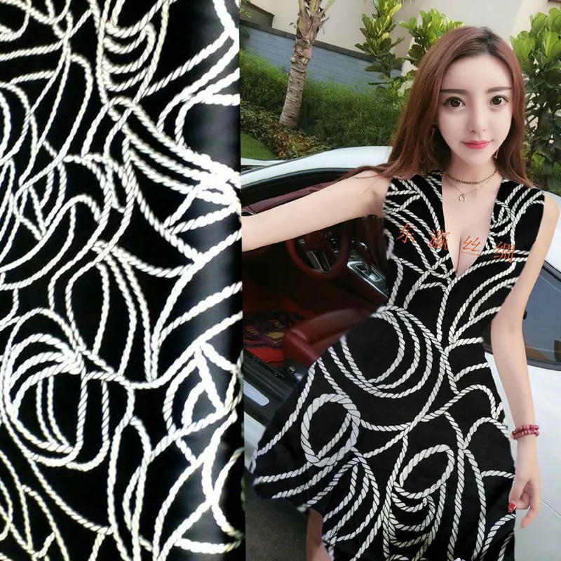 Heavy 95% Silk Satin Fabric For Women Dress Summer Brand Digital Printed Cord 140cm Wide 19 Momme Fashion Cloth For DIY Sewing