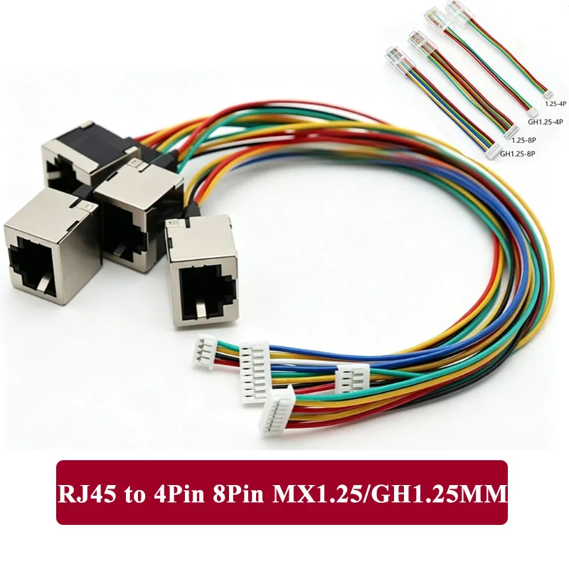 RJ45 Crystal Head Monitoring Camera Network Port Line RJ45 Ethernet Port to 4Pin 8Pin MX1.25/GH1.25mm Connection Cable