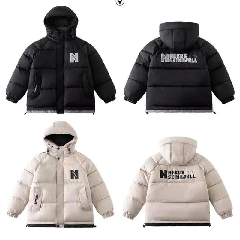 Winter Boys Clothes Outerwear Children Thickened Down Coats New Kids Letters Cotton Jackets Teenager Windproof Hooded Overcoat