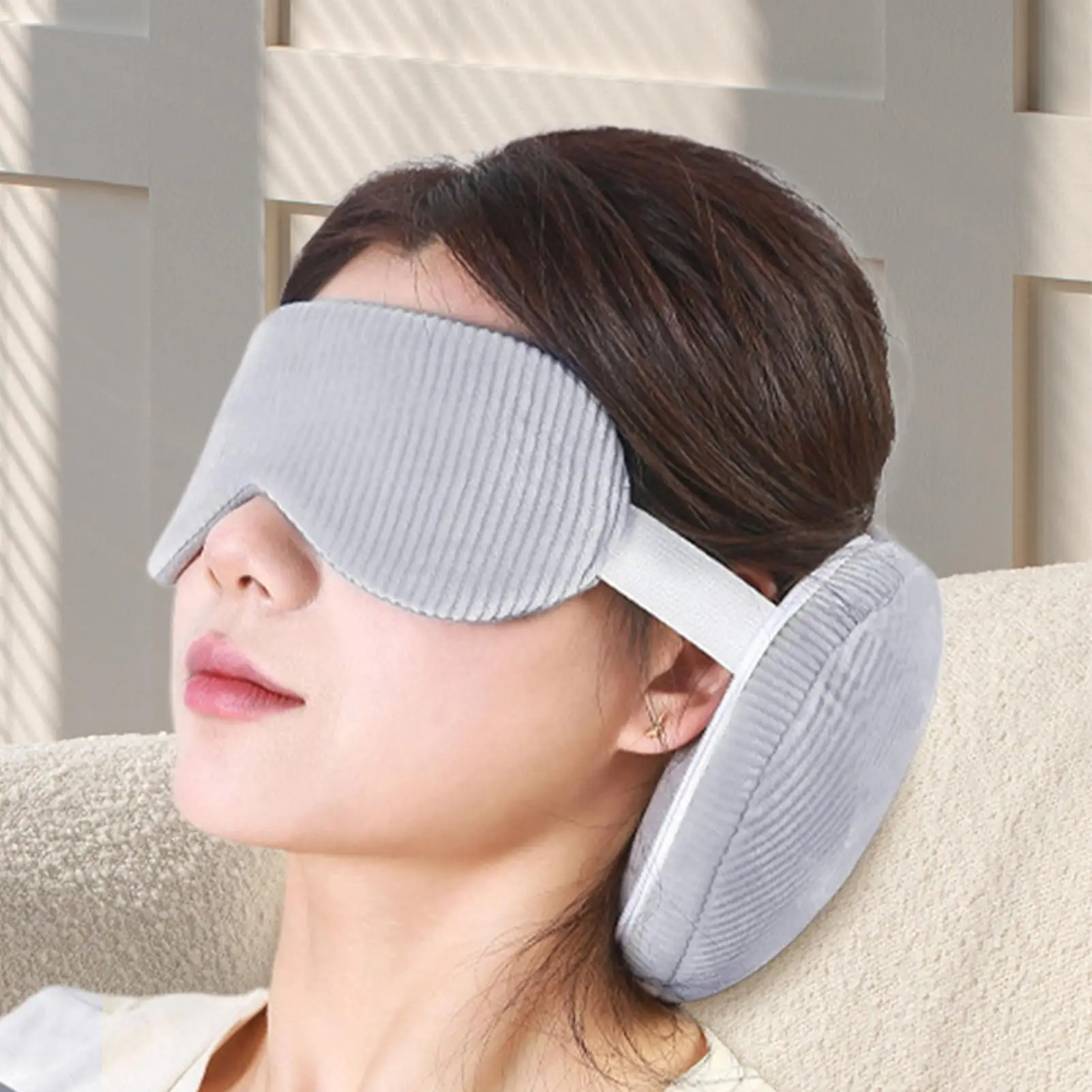 Travel Neck Pillow 2 in 1 Eye Mask Pillow Foldable Multifunctional Travel Pillow Light-blocking With Storage Hook Neck Pillows