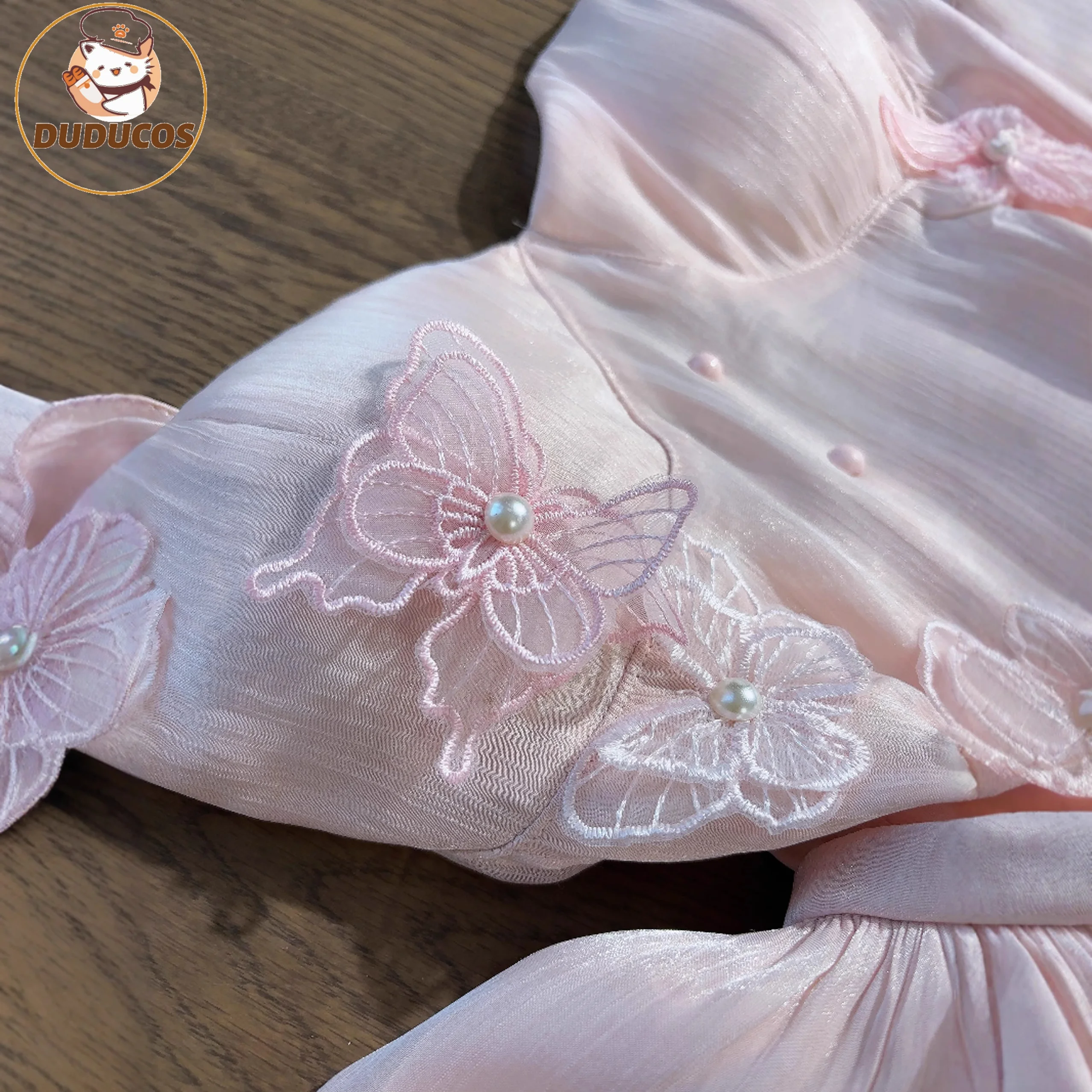 love and deepspace pink dress Love and deepspace MC Cosplay Costume Rippling Dream Dress with Sleeves and Necklace