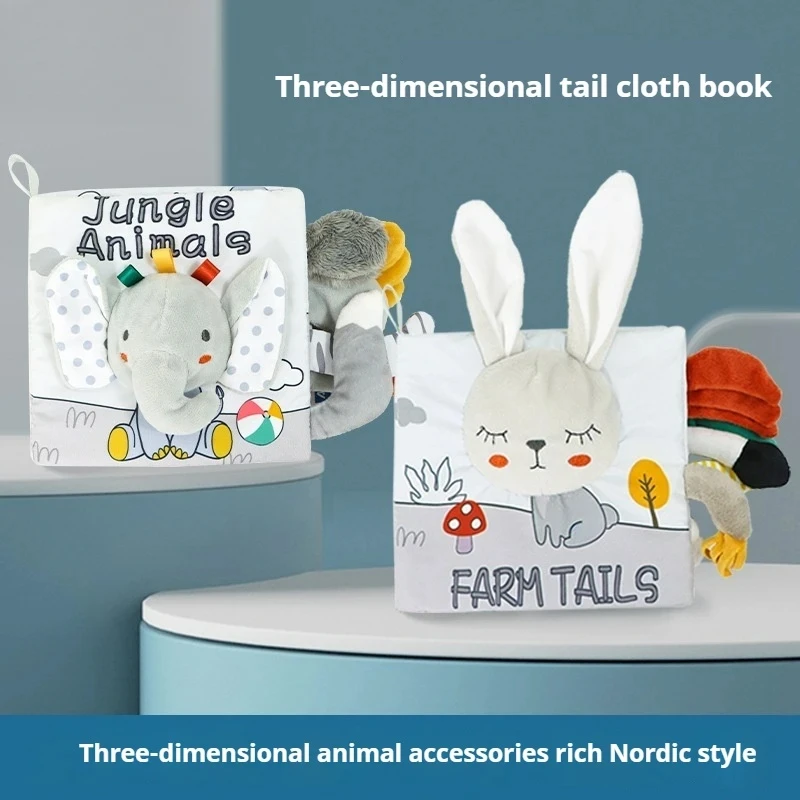 كتاب قماشي عالي التباين مقاوم للتمزق للرضع، كتاب مجعد أبيض وأسود قابل للمضغ، ألعاب حسية للأطفال حديثي الولادة وقت البطن