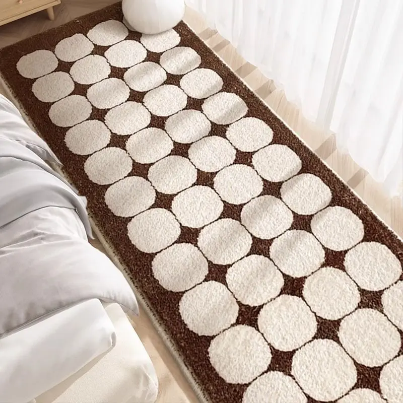 VIKAMA Nordic Geometric Plush Long Carpet Bedside Runner Non Slip Living Room Bedroom Hallway Study Bay Window Home Decor