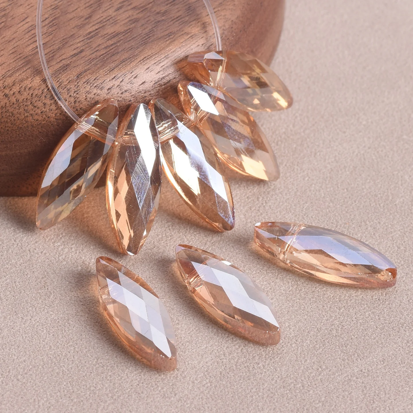 10pcs 8x22mm 10x30mm Marquise Shape Faceted Crystal Glass Side Hole Loose Beads for Jewelry Making DIY Crafts Findings