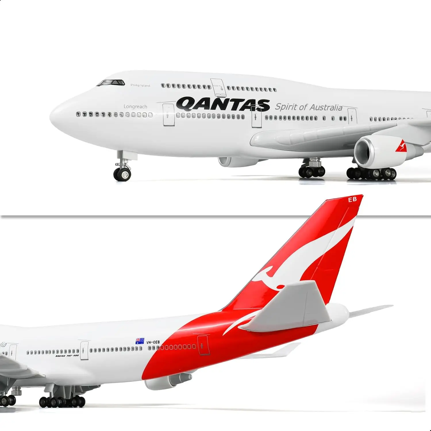 1/160 Qantas B747 Airplane Model Die-cast Airplane Model with Stand for Aviation Enthusiasts Gifts or Display Decorations