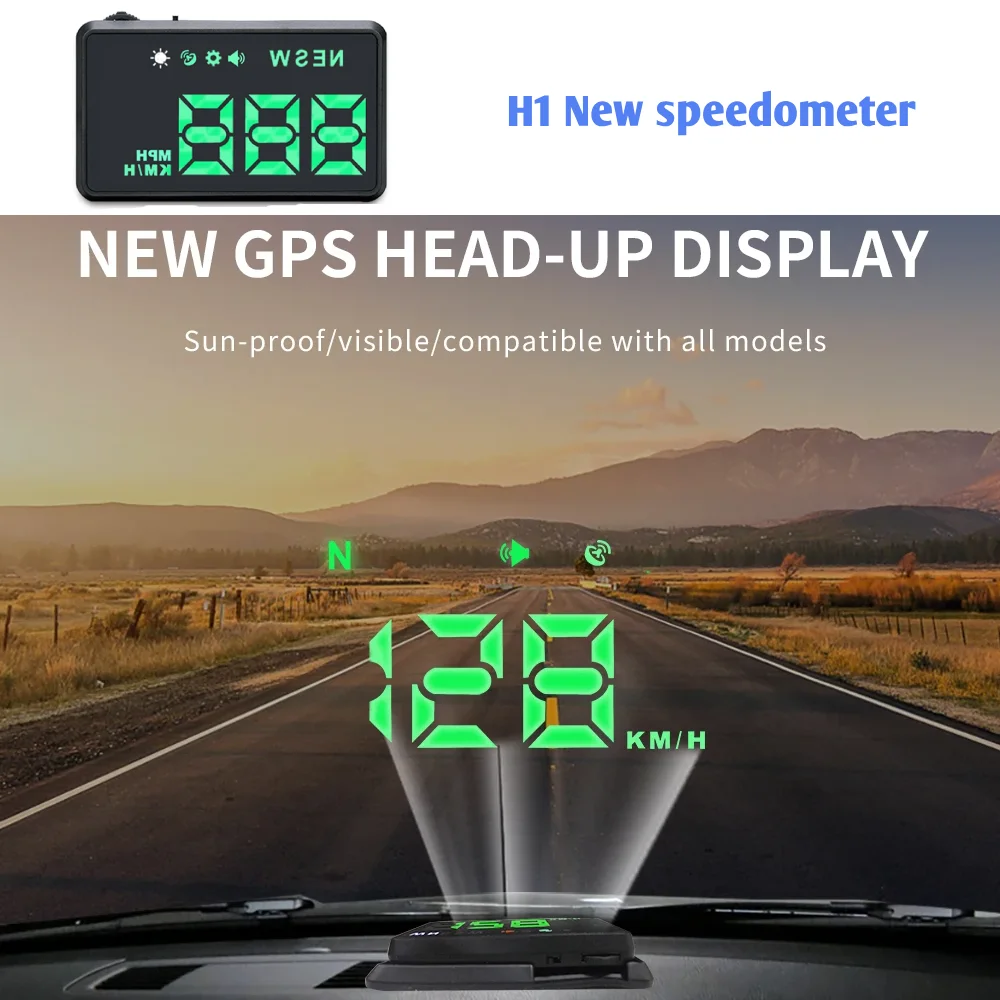 H1 HUD Head-up Display Car GPS Digital Speedometer USB Windshield Speed Projector Universal Speed Meter for Car Supplies Novelty