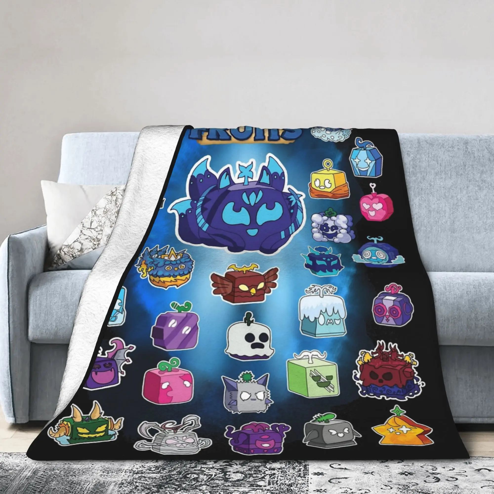 B-Blox Kitsune All Characters Fruits Blanket Game Cartoon Fuzzy Throw Blanket Decoration Ultra-Soft Warm Bedspread Multifunction