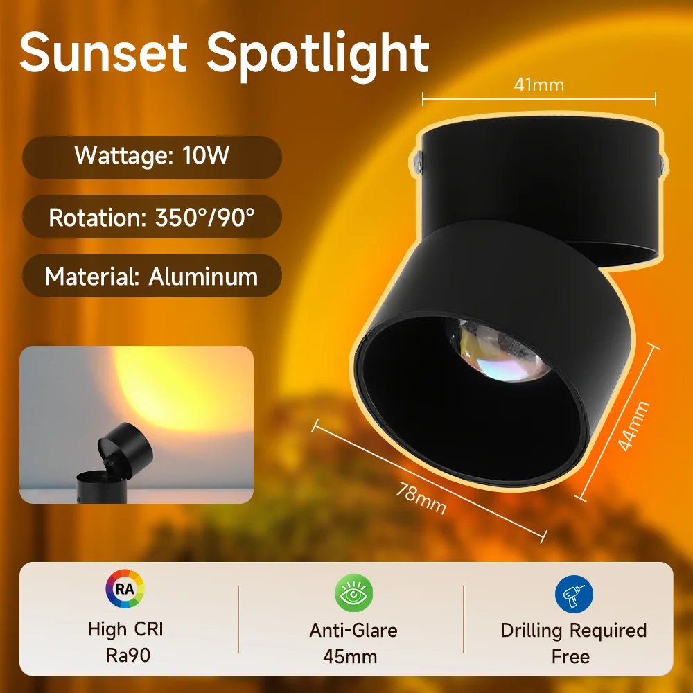 Led Downlight 10W 110-220V Sunset Ceiling Spot Light Atmosphere Projector Night Lamp Bedroom Home Decor Lamp
