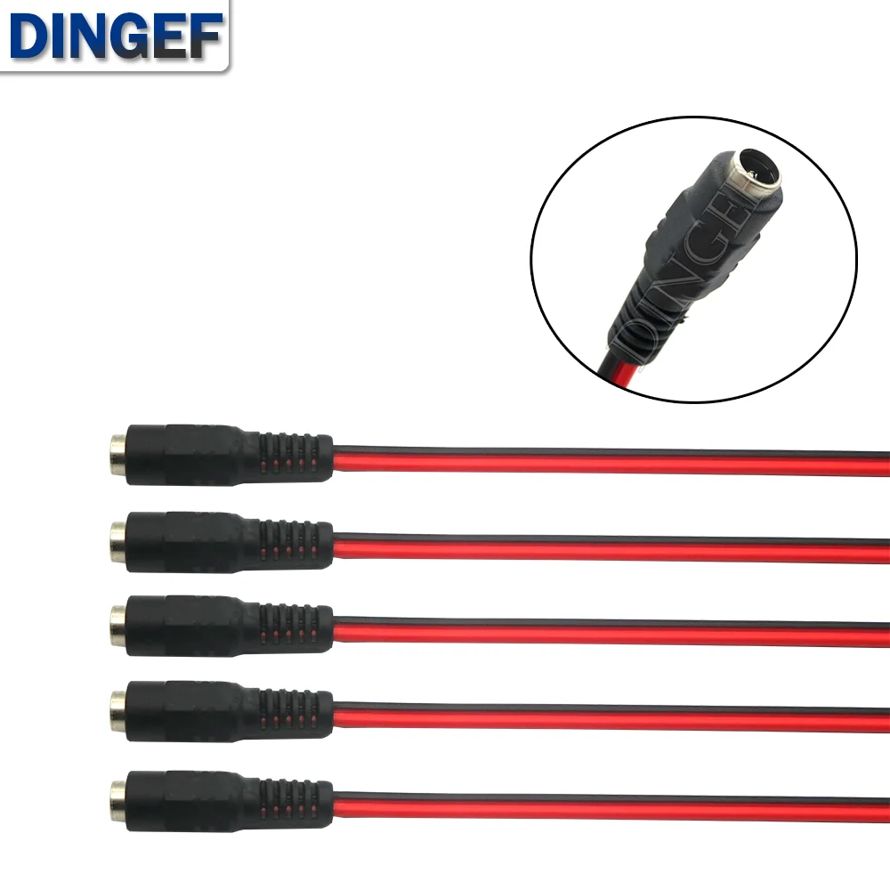 5 uds Cable de alimentación CC macho hembra 12V enchufe adaptador de CC conector de clavija para cámara CCTV enchufe CC 5,5*2,1mm 5,5x2,1 5,5x2,1mm