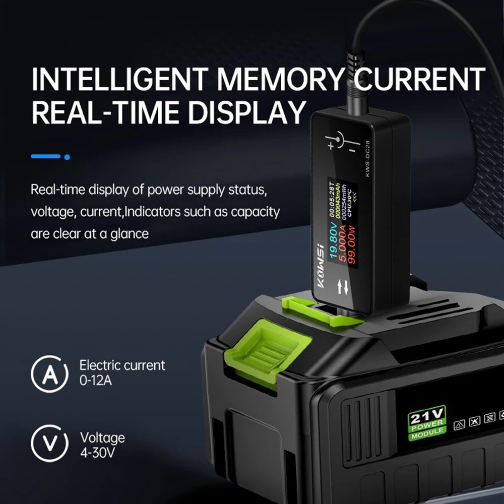 DC 4-30V 0-12A Charger Tester Voltage Current Capacity Power Meter Electric Tools Router Charger Testing Tools DC 5.5*2.5 Port