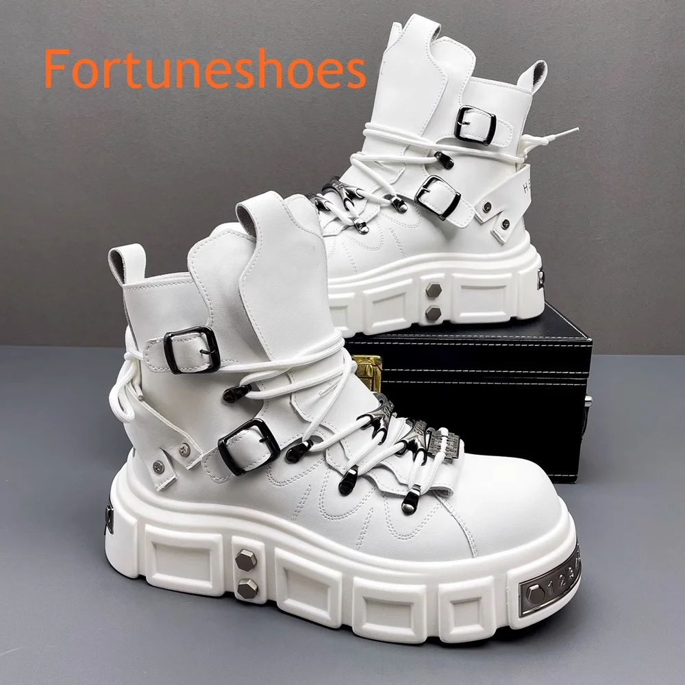 

Metal Decoration Mid Calf Solid Boots Round Toe Flat with Cross Tied Women Belt Buckle Boots Fashion Casual 2025 Newest Boots