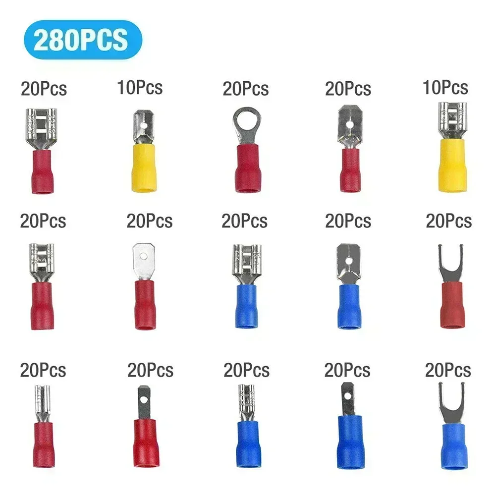 

Wire Connector Crimp Spade Terminals Assorted Crimp Spade Terminal Insulated Electrical Wire Connector Kit Set