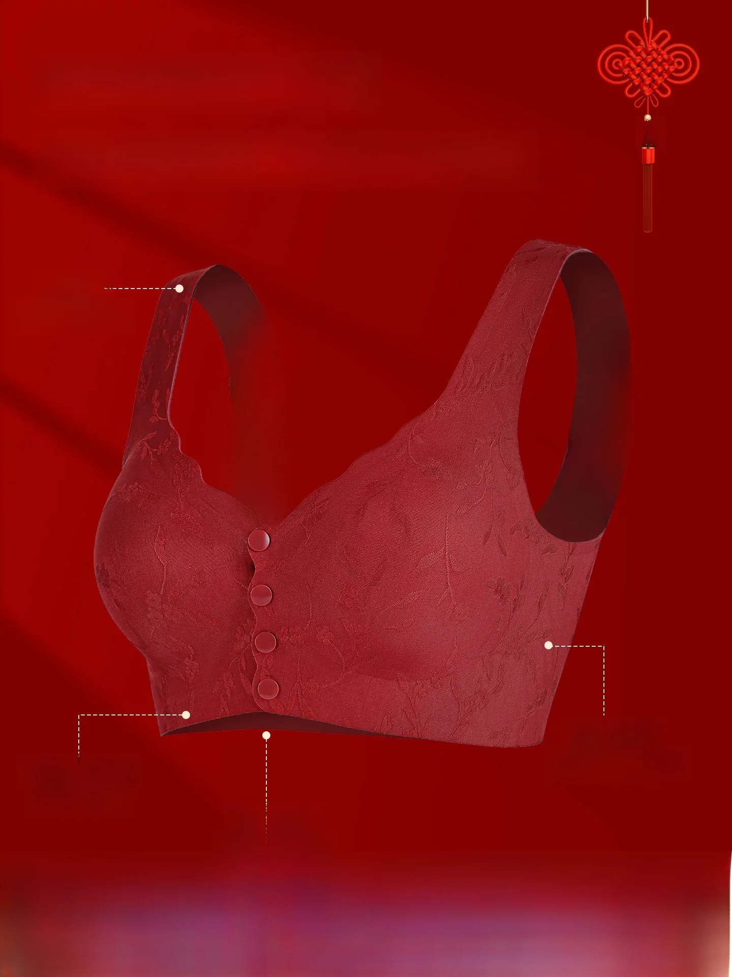 Red Underwear Set Women's Mid-aged And Elderly Anti-sagging Front Button Bra Pants Gift Box Set  Woman Lunar New Year
