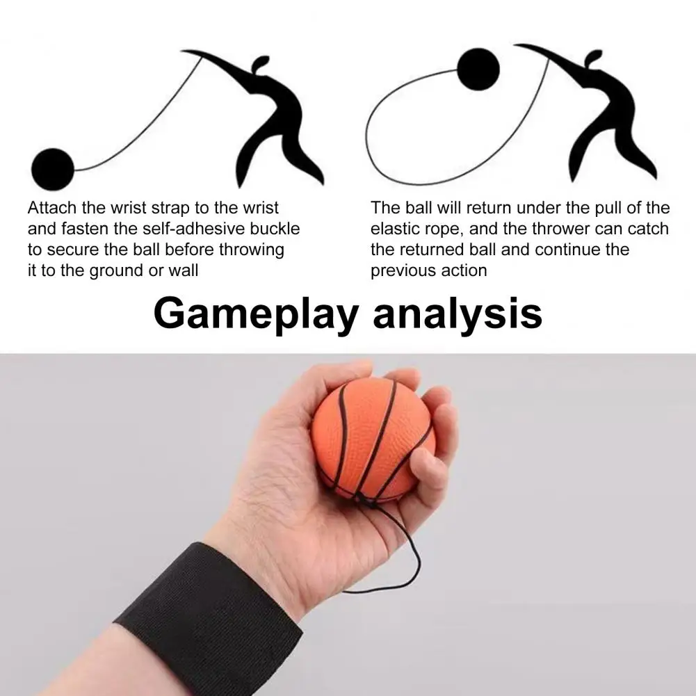 6cm Wrist Return Ball String Rubber Rebound Bouncy Ball Bouncing Reliable Compact Size Portable Wrist Exercise Wristband Game