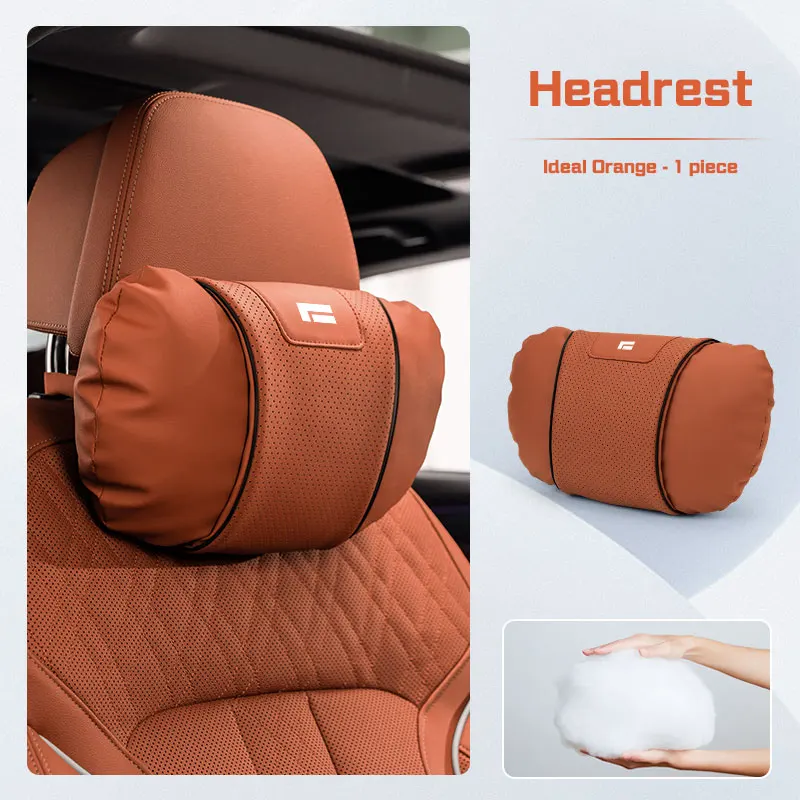 

For BAIC JISHI polestone 01 Rox 01 2024 2025 +Car Seat Neck Pillow Headrest Lumbar Support Breathable Nappa Leather Accessories