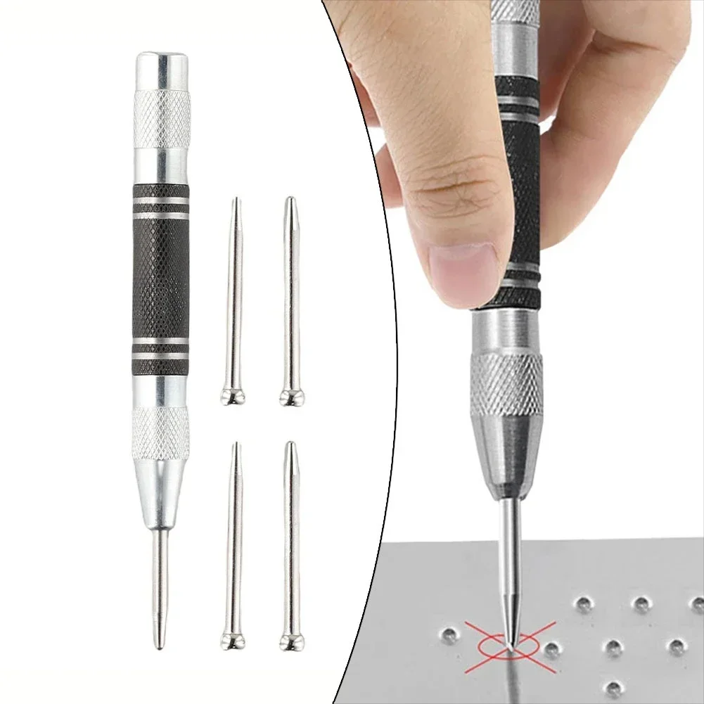 Automatic Centre Punch With 4xNeedles Adjustable Spring Loaded Metal Drill Tool Hand Tools For Metal Wood Glass