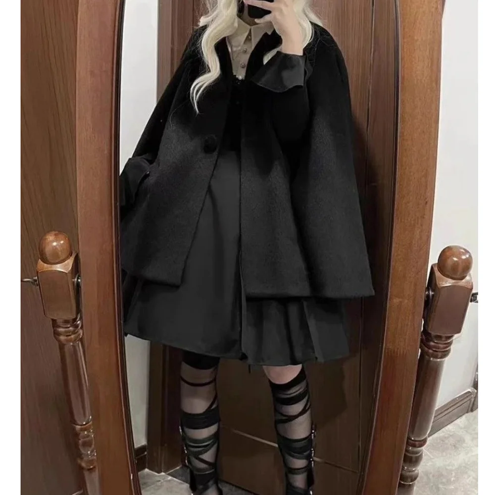 Veste monochrome Lolita Sweet Harajuku pour femme, vestes grunge respirantes pour fille, esthétique Y2k, simple boutonnage, combinaison vintage, Kawaii, 2025