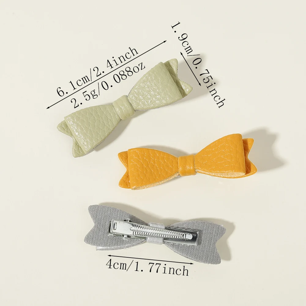 6PCS/set Children's Bow Hair Clip Leather Bow Clip for Children Babies Girls To Wear Daily  Accessories Baby Hair Accessories