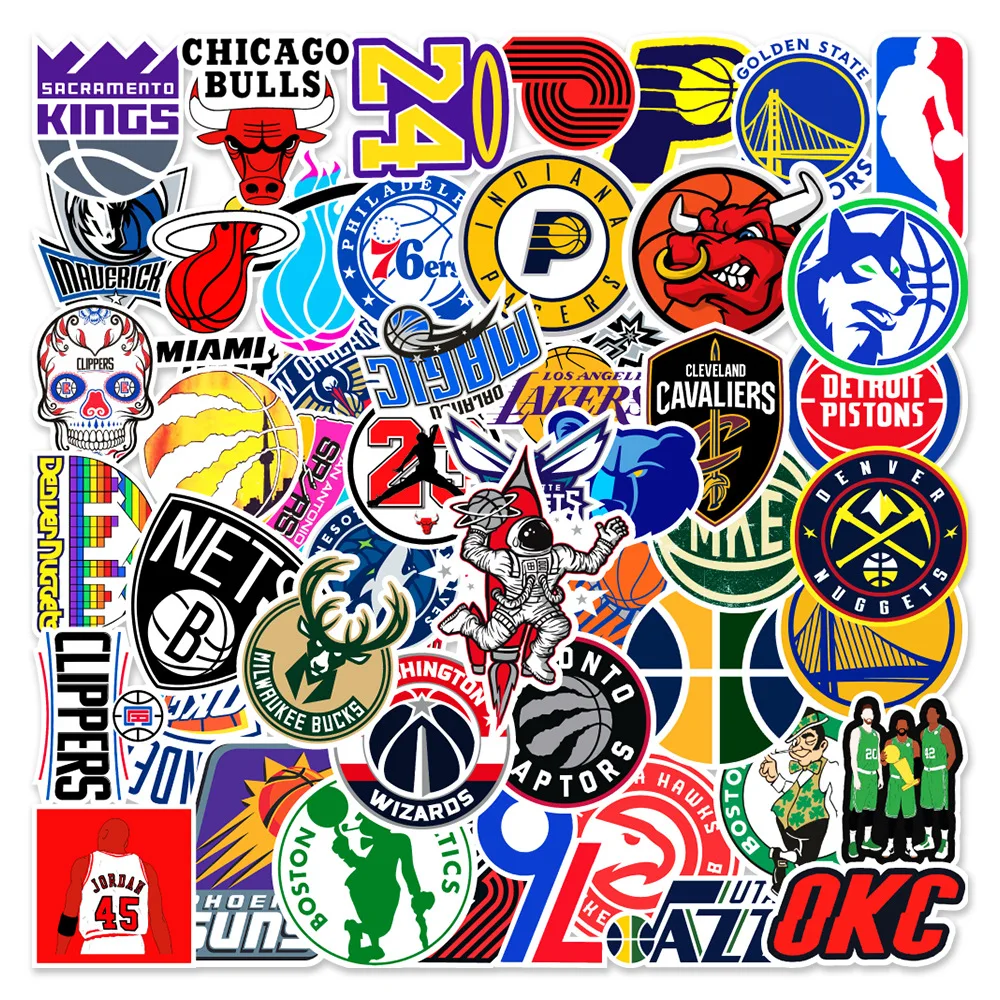 Hot 50 pieces of sports NBA notebook skateboard suitcase water cup car graffiti cool decoration stickers wholesale Decoration