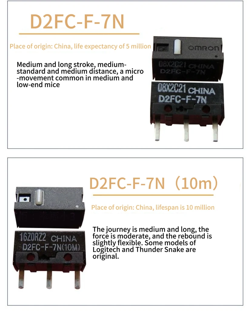 D2FC-F-7N 10m 20m OF 50m button 60MN for Omron mouse microswitch