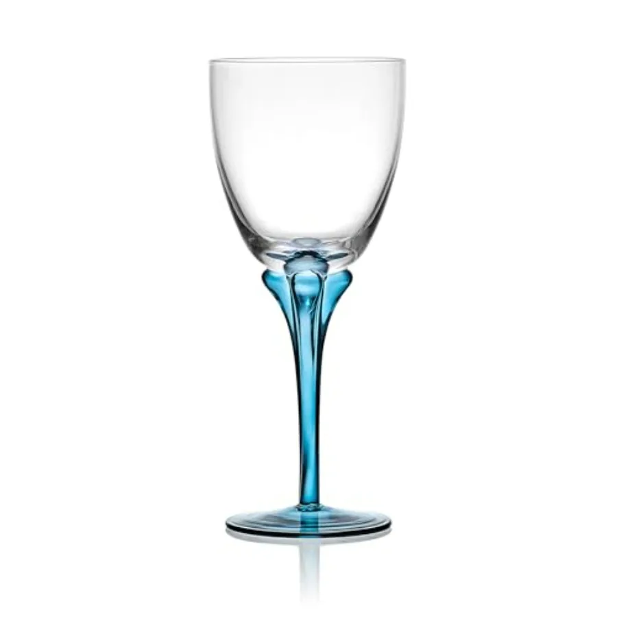 Jardin Набор из 4 бокалов для вина с синим цветочным принтом, 14 унций