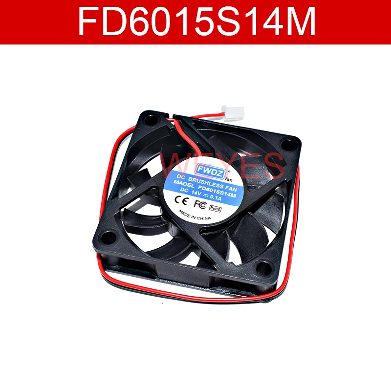 Ventilador de refrigeração fd6015s14m, CC 14v, 0.1a, 60x60x15mm, 2 fios, nova marca