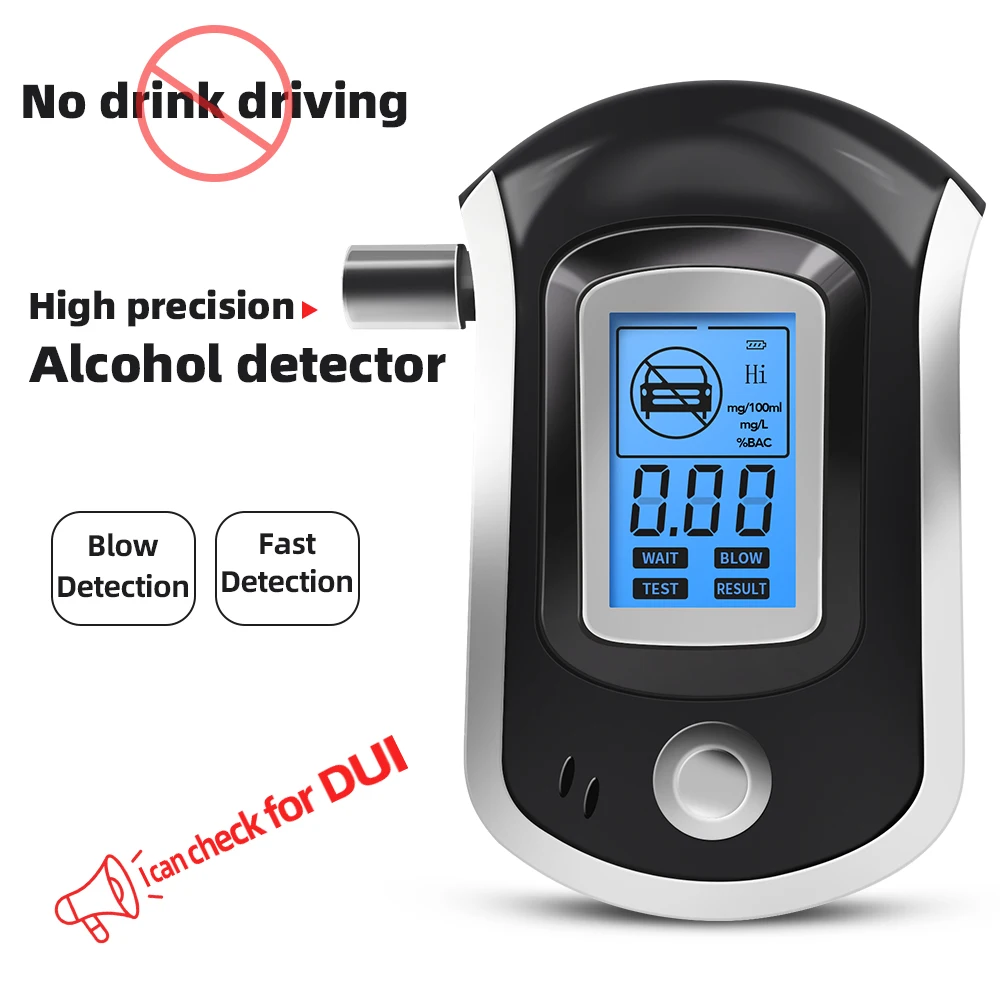 

AT6000 Professional Alcohol Detector Breathalyzer Digital Alcohol Tester LCD Display High Accuracy Portable Police Alcometer