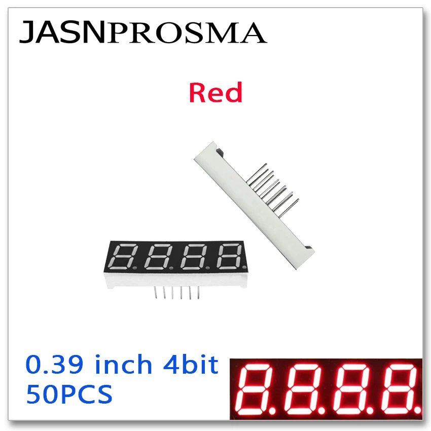 

JASNPROSMA 50PCS 0.39 inch 4 bit digit Tube red Common Cathode Anode LED Display 0.39inch 7 Segment 0.39' 0.39in four