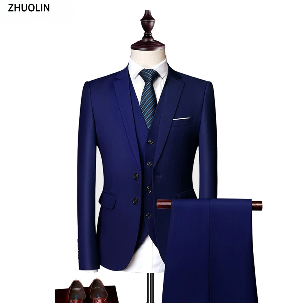 Suits For Men Elegant Wedding 3 Pieces 2 Set Luxury Fashion Classic Full Jackets Vest Pants Blazers Outfit 2024 Formal Costume