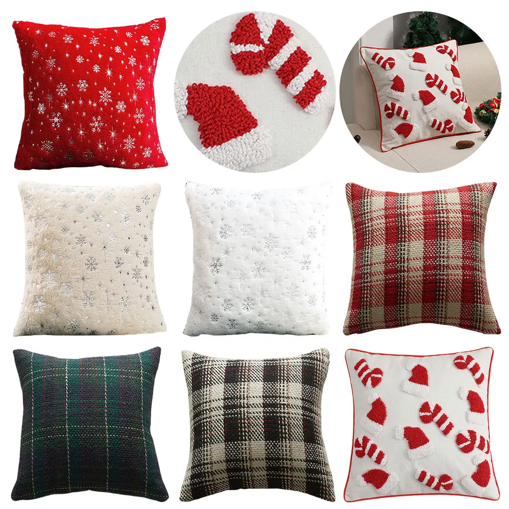 Christmas Decorative Pillow Covers Throw Pillow Covers Soft Plush Pillowcase for Couch Sofa Holiday Festivals Winter Home Decor