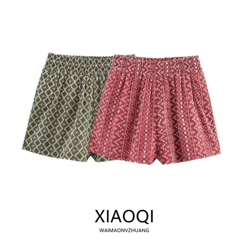 2025 été nouveau femmes brodé évider confortable décontracté orts l taille Faion polyvalent autre matériel orts