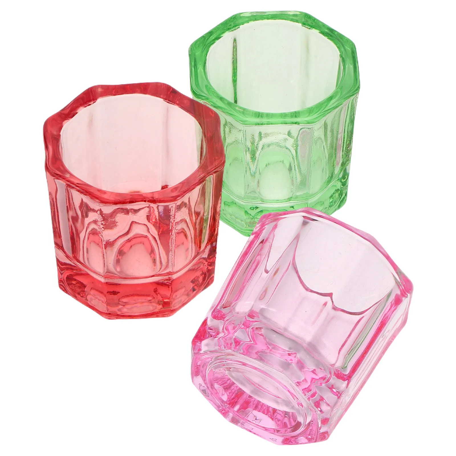 3Pcs Octagonal Glass Nail Dappen Dishes Crystal Bowls Nail Monomer Liquid Holders Powder Containers Acrylic Extension Supplies