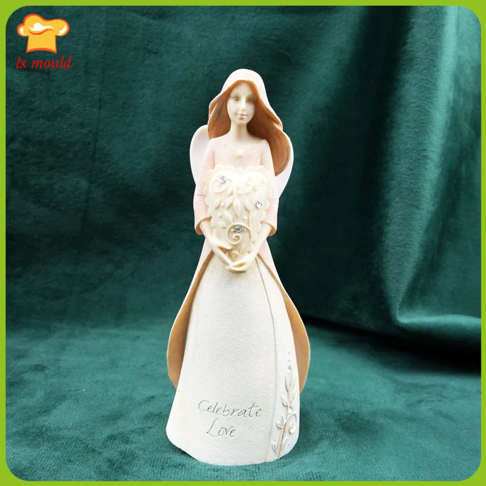 LXYY Faith Angel Silicone Mold Home Candle Plaster Figurine  Angel Wings Moulds of Love