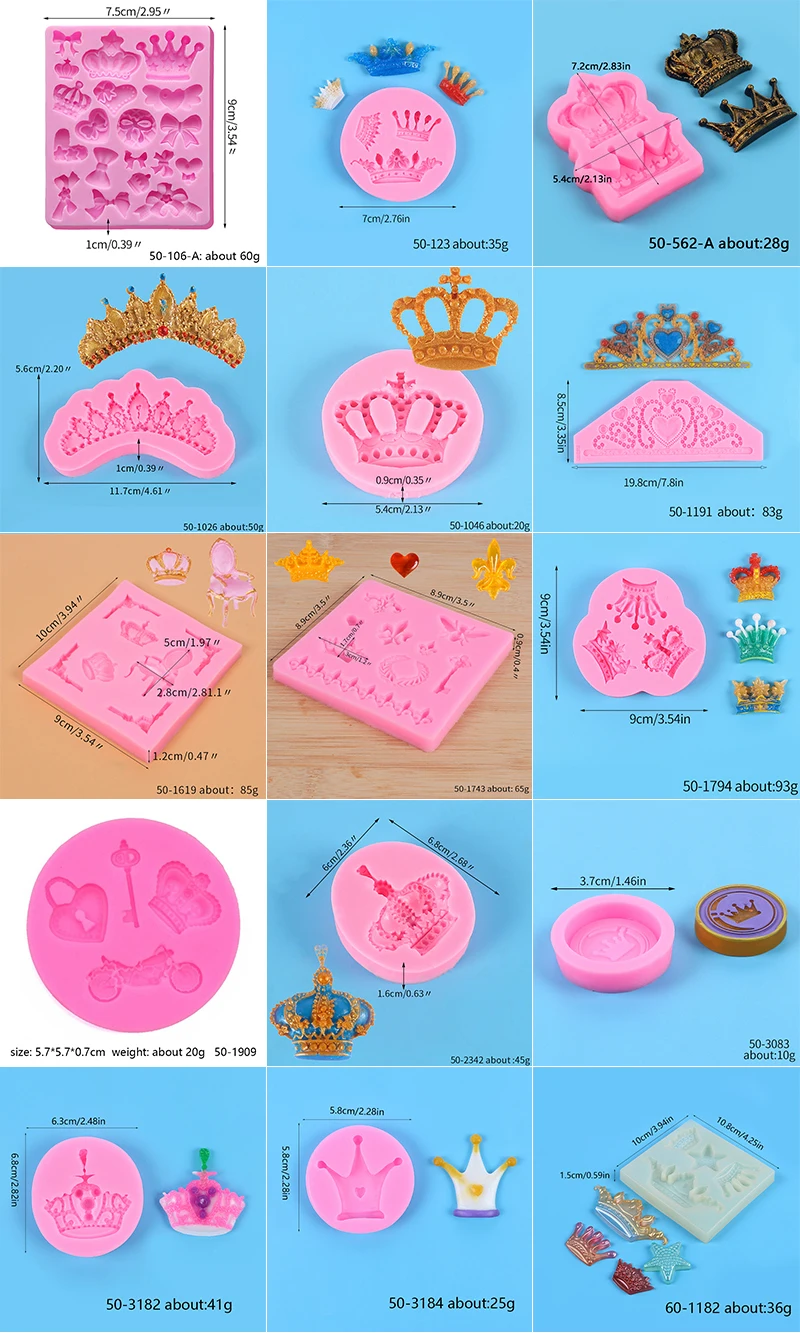Crown Silicone Resin Mold 3D Crown Cake Decorating Fondant Chocolate Candy Sugarcraft Cupcake Topper Biscuit Pastry Baking Mold