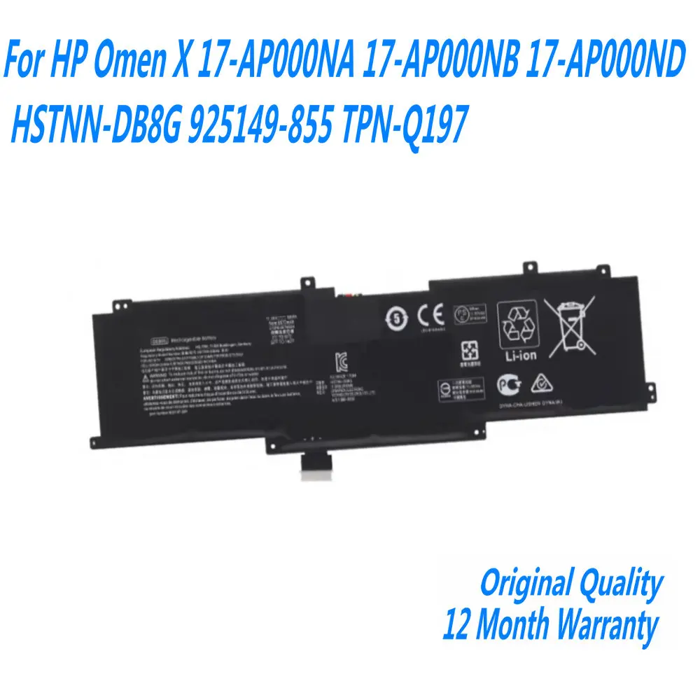

11.55V 99WH DG06XL Laptop Battery For HP Omen X 17-AP000NA 17-AP000NB 17-AP000ND HSTNN-DB8G 925149-855 TPN-Q197