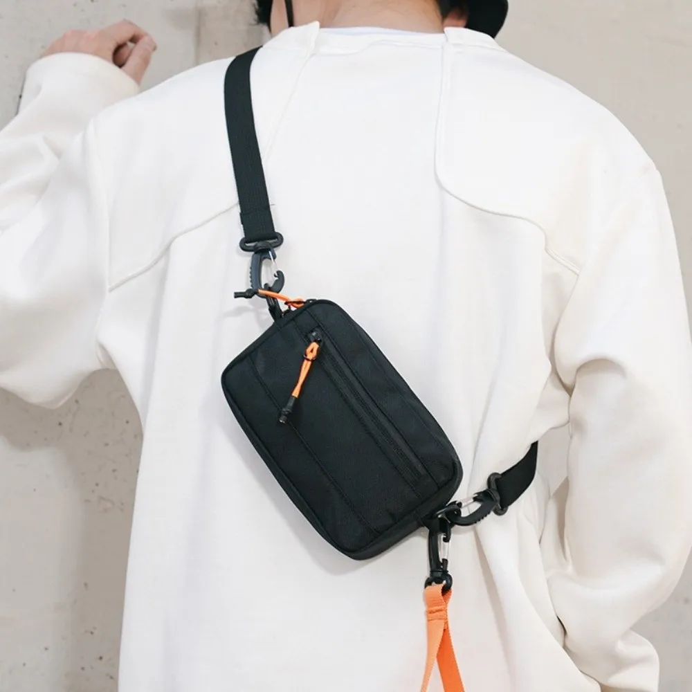 Casual Square Nylon Crossbody Bag Adjustable Black Single Shoulder Bag Korean Style Wide Shoulder Strap Messenger Bag Student