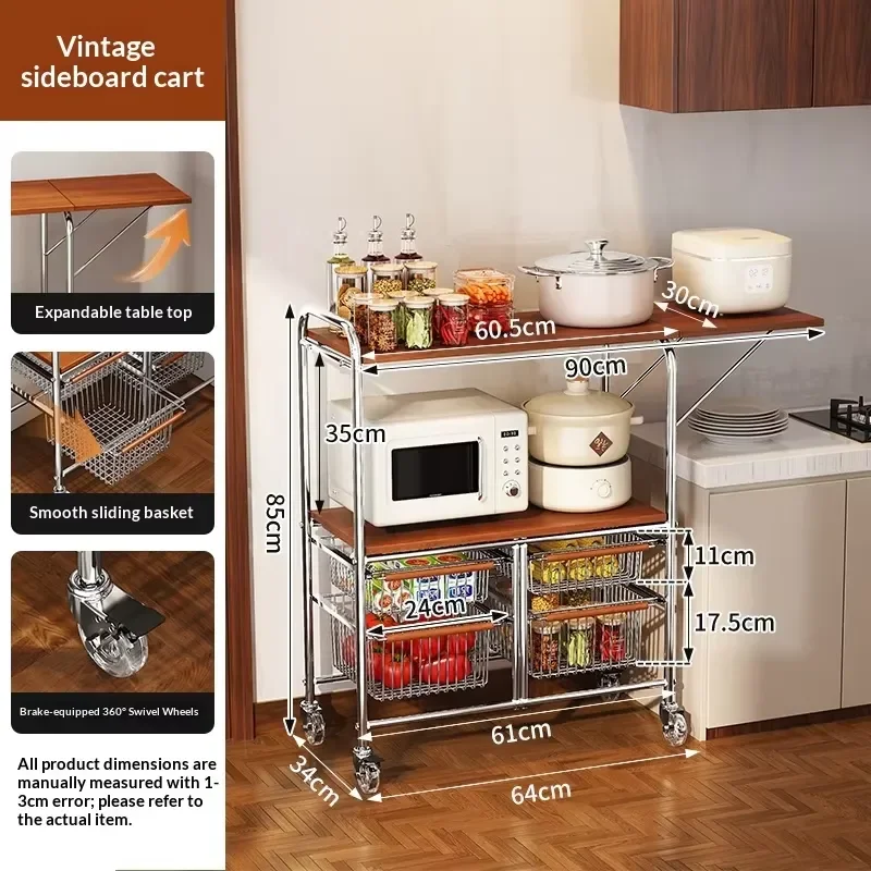 Multi Layer Kitchen Storage Rack Mobile Floor Stand For Pots Pans Seasoning Vegetable Organizer Heavy Duty Metal Shelf Unit