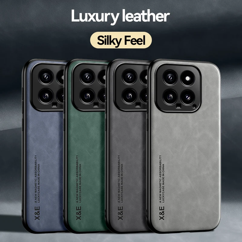 For Xiaomi 14 Phone Case Xiaomi 14 Pro Magnetic Lnvisible Stand High End Leather Anti Drop Silicone Protective Case