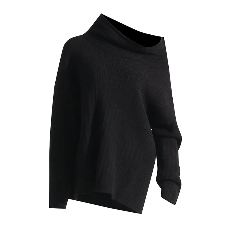 Elegant Slash Neck Knitted Sweater Woman Off Shoulder Long Sleeve Solid Casual Female Pullover 2024 Spring Soft Lady Knitwear