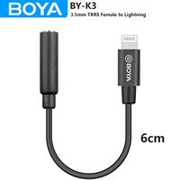 BOYA BY-K3 Microphone Audio Adapter Cable 3.5mm TRRS Female to MFi Certified Lightning for iPhone iPad iPod touch iOS Devices