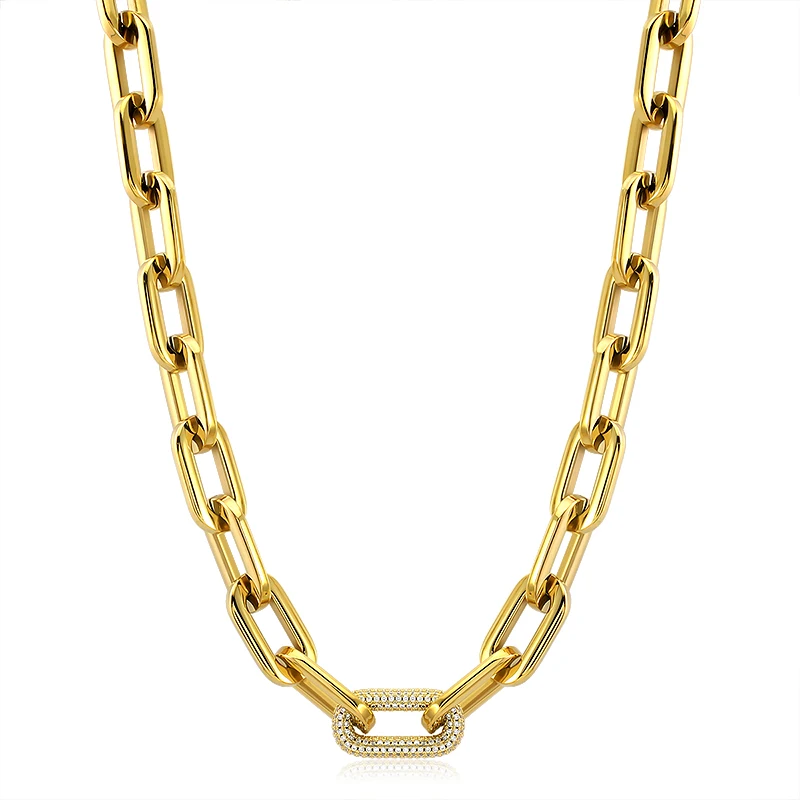 Picture 3: KUYHA Classic personality hollow gold chain necklace with sliver crystal stone shiny necklace free shipping item 45.6cm necklace